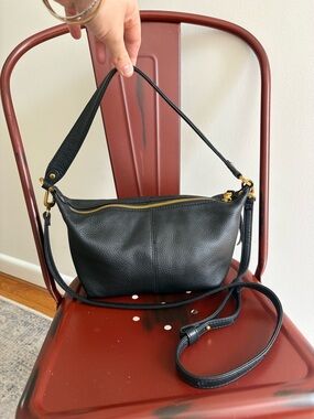 HOBO Black Pebbled Leather Crossbody with Gold Hardware